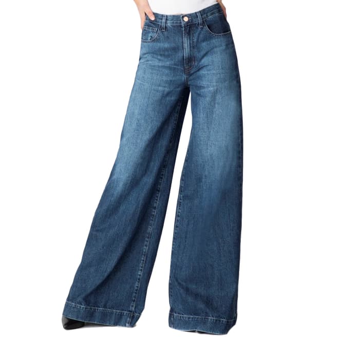 J Brand Mid Blue Thelma Super Wide Leg Jeans