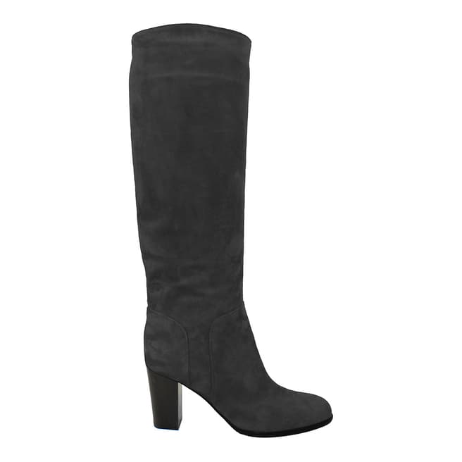Sergio Rossi Black Luxe Suede Knee High Heeled Boots