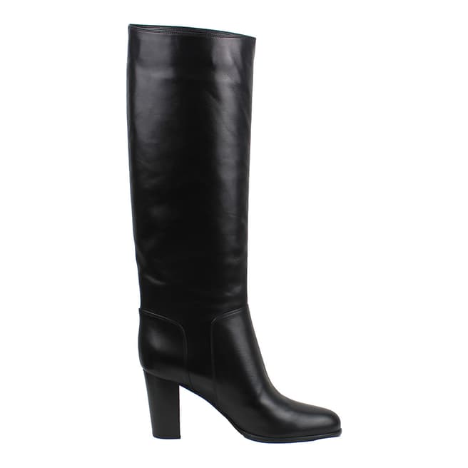 Sergio Rossi Black Luxe Leather Knee High Heeled Boots