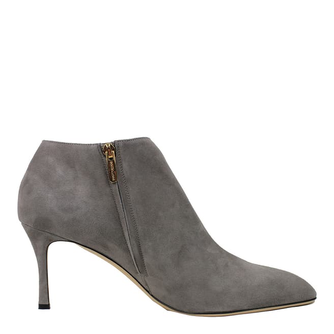 Sergio Rossi Foggy Grey Suede Leather Heeled Ankle Boots
