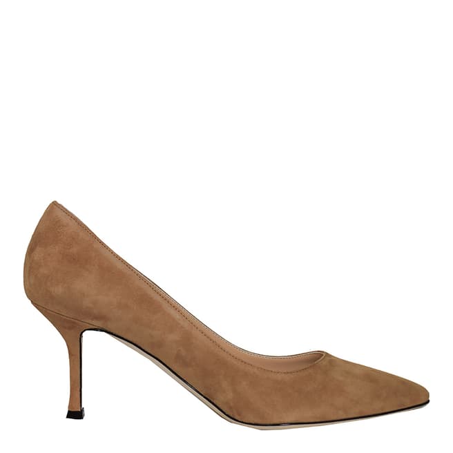 Sergio Rossi Tan Suede Heeled Courts