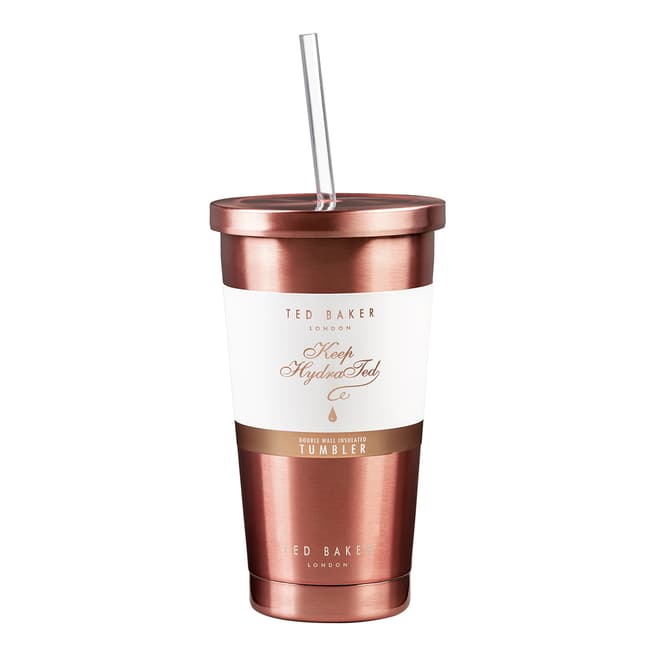 Ted Baker Tumbler and Straw 480ml Rose Gold