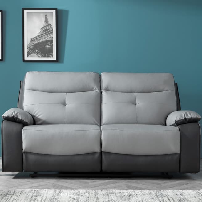 The Great Sofa Company Grey/Black Manual  Mercury 3 Seater Faux Leather Sofa