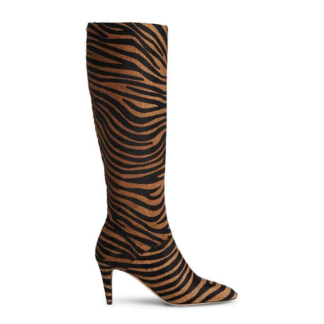 L K Bennett Natural Zebra Calfhair Gini Knee Boots