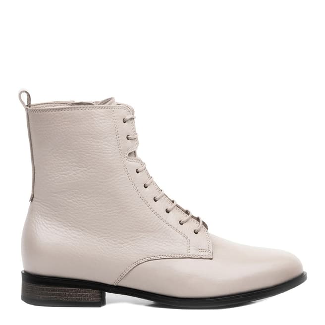 Belwest Beige Leather Lace Up Ankle Boots