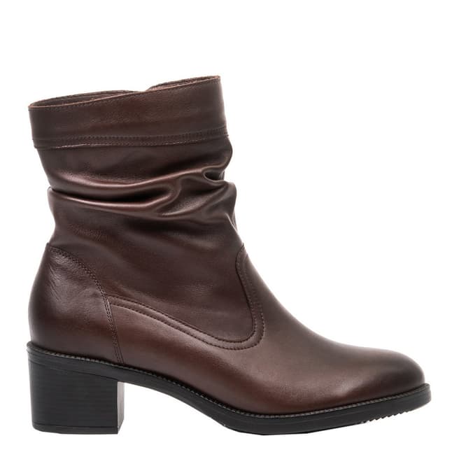 Belwest Brown Leather Slouchy Ankle Boots