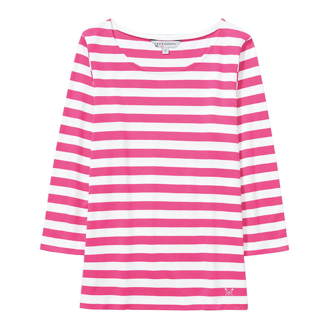 Crew Clothing Pink Breton Stripe Cotton Top