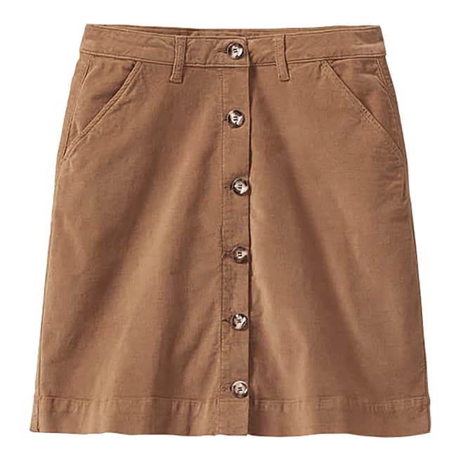 Crew Clothing Brown Velvet Button Skirt
