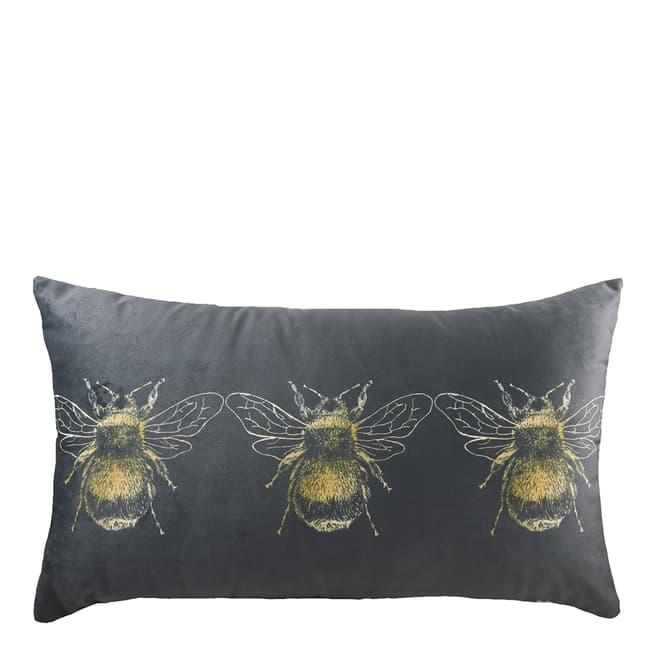 Evans Lichfield Gold Bee 30x50cm Cushion, Grey