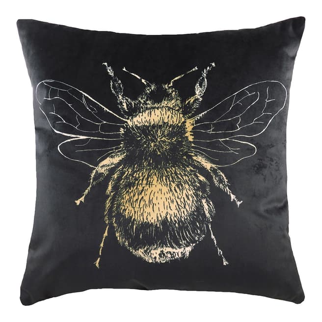 Evans Lichfield Gold Bee 43x43cm Cushion, Black