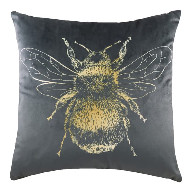 Evans Lichfield Gold Bee Cushion 43 x 43cm, Grey
