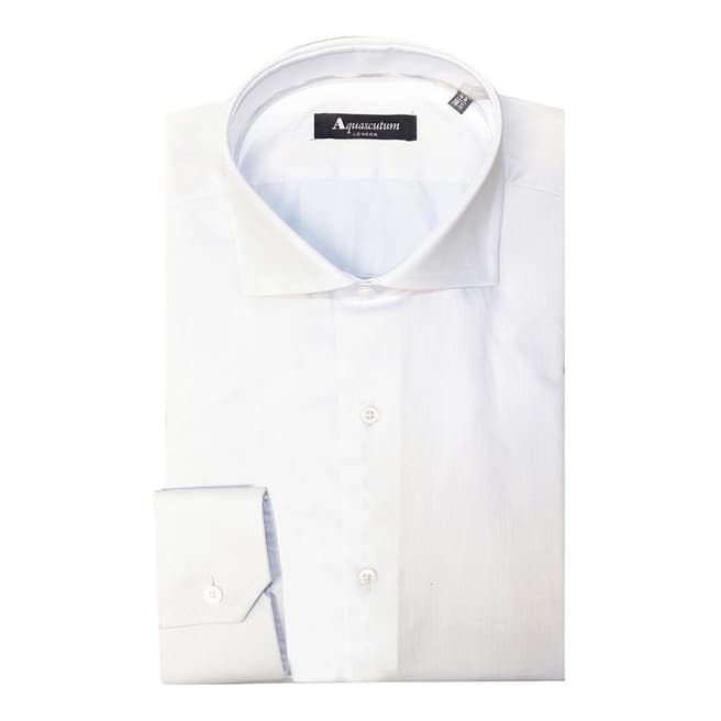 Aquascutum White Textured Cotton Slim Fit Shirt