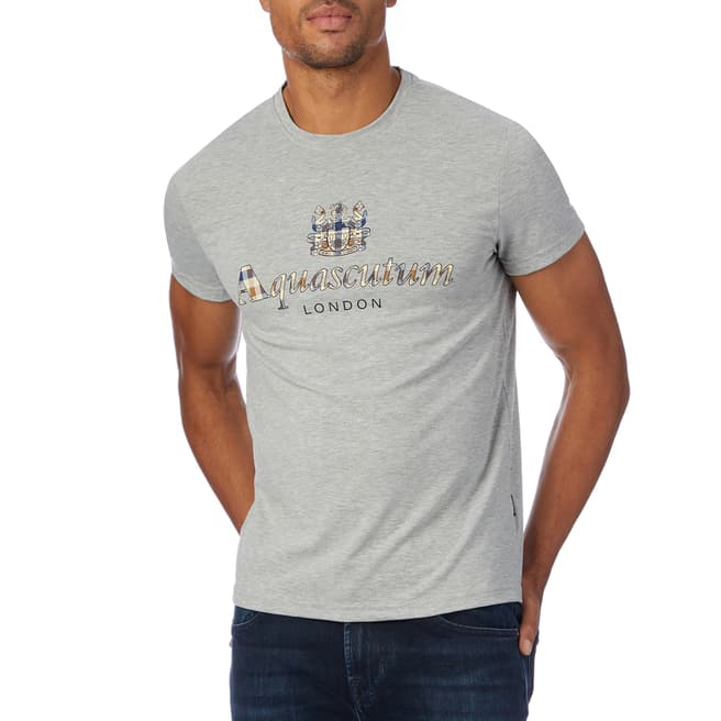 Aquascutum Grey Check Logo T-Shirt