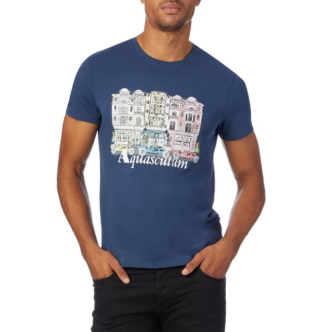 Aquascutum Blue House Print Shirt