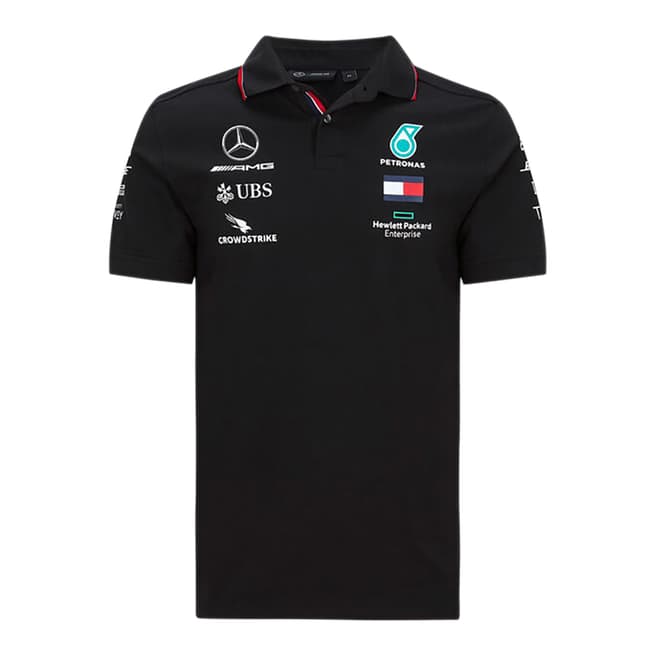 Mercedes AMG-Petronas Motorsport Black Mercedes Printed Logo Polo Shirt