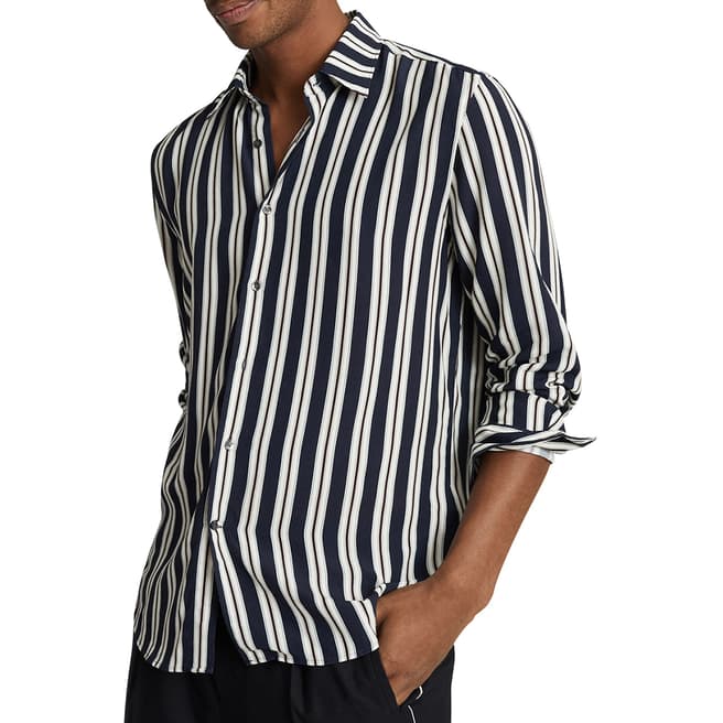 Reiss Navy Keanu Stripe Shirt