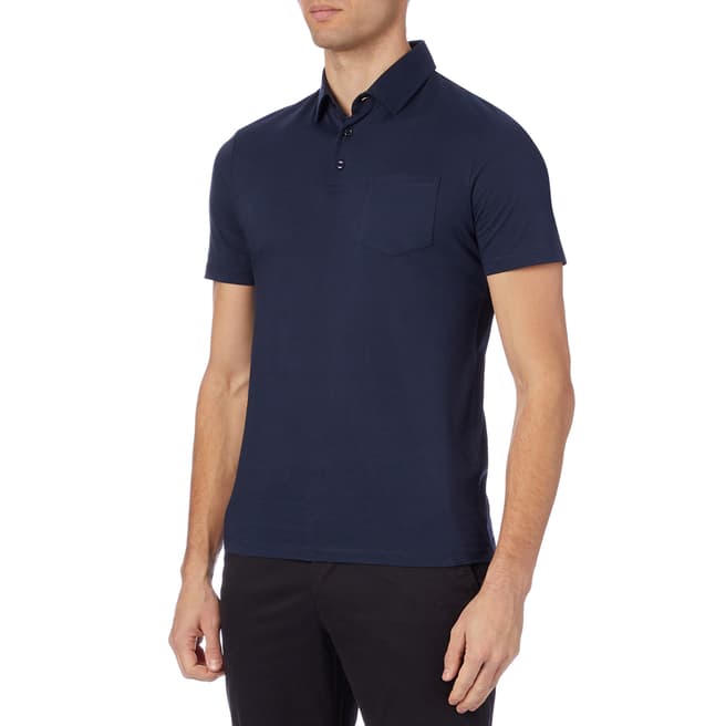 Reiss Navy Ethan Cotton Polo Shirt
