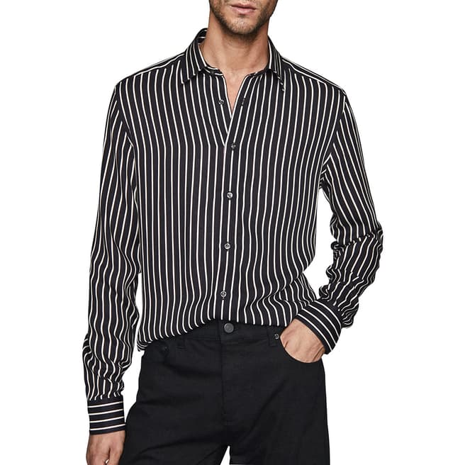 Reiss Black Bold Stripe Slim Fit Shirt
