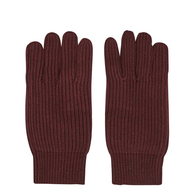 Reiss Deep Red Glen Ribbed Gloves