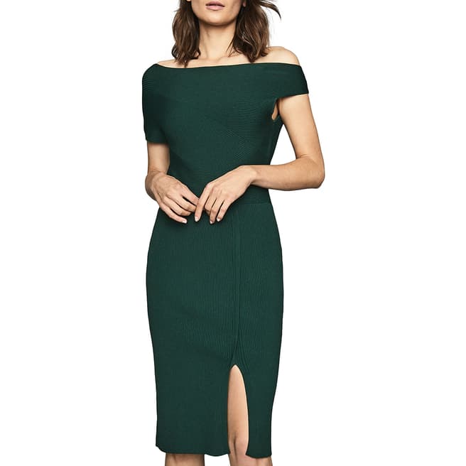 Reiss Dark Green Lavina Knit Dress