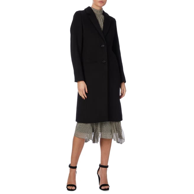 Reiss Black Adriana Wool Blend Coat