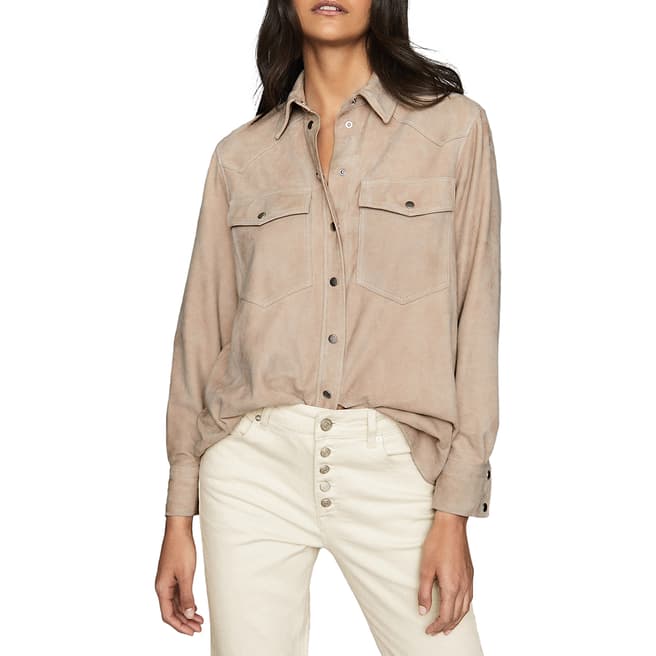 Reiss Nude Sia Suede Shirt