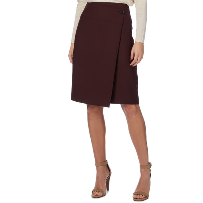 Reiss Bordeaux Alessia Wrap Wool Blend Skirt