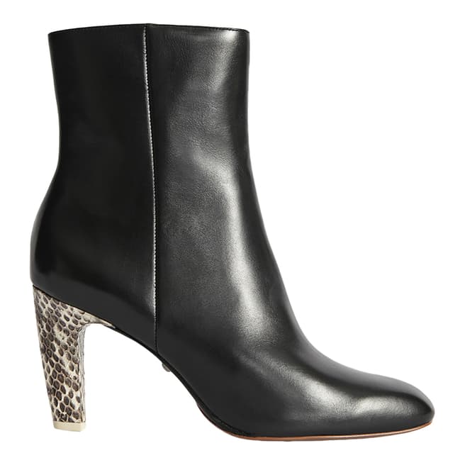 Reiss Black Sophia Leather Ankle Boots