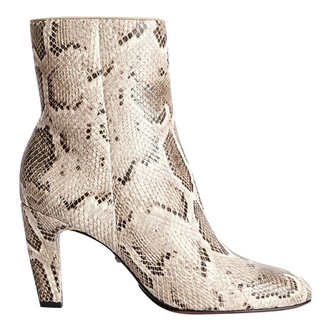 Reiss Multi Sophia Snake Print Leather Ankle Boots