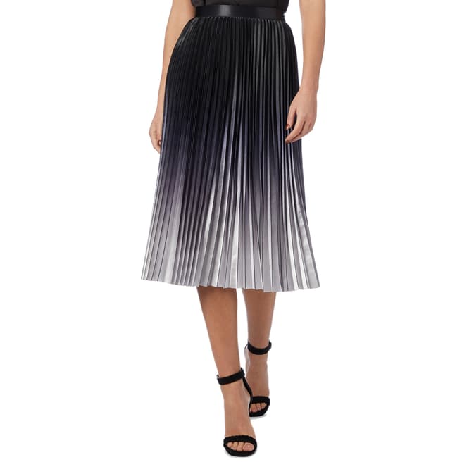 Reiss Black/Silver Marla Pleated Skirt