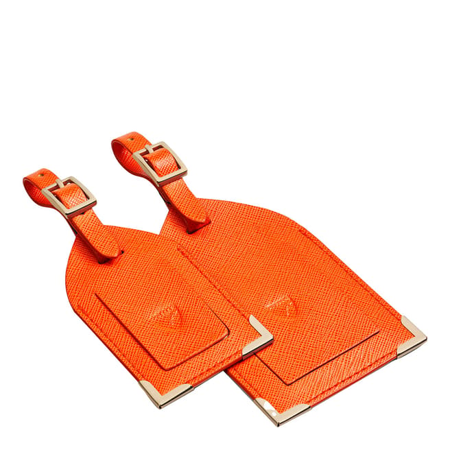 Aspinal of London Set of 2 Orange Luggage Tags