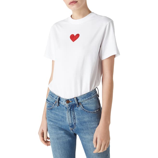 VICTORIA, VICTORIA BECKHAM White Metallic Heart T-Shirt