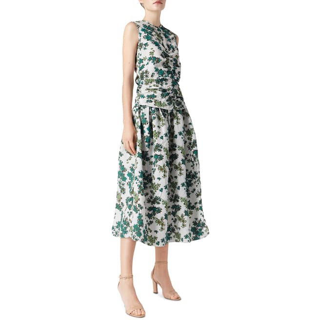 VICTORIA, VICTORIA BECKHAM Ditsy Greens Ruched Front Dress