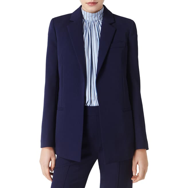 VICTORIA, VICTORIA BECKHAM Dusk Blue Fitted Tailored Wool Jacket
