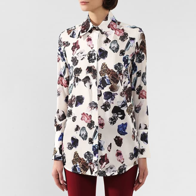 Victoria Beckham Ivory Classic Floral Print Shirt