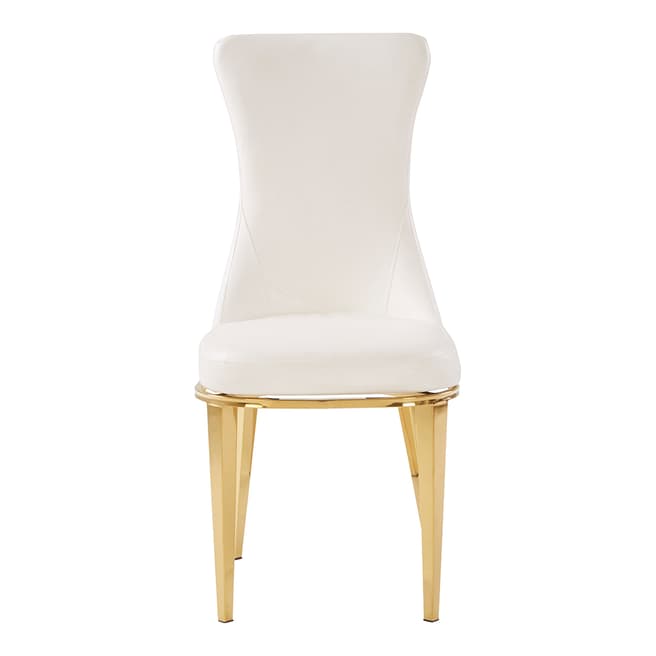 Fifty Five South Forli Dining Chair, White Faux Leather, Gold Finish Stainless Steel