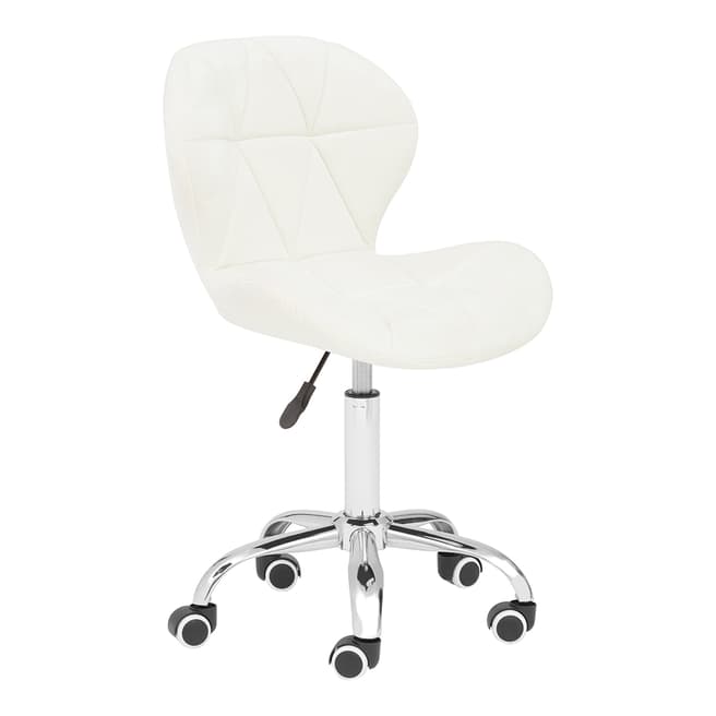 Fifty Five South White Velvet Office Chair, 49x55cm