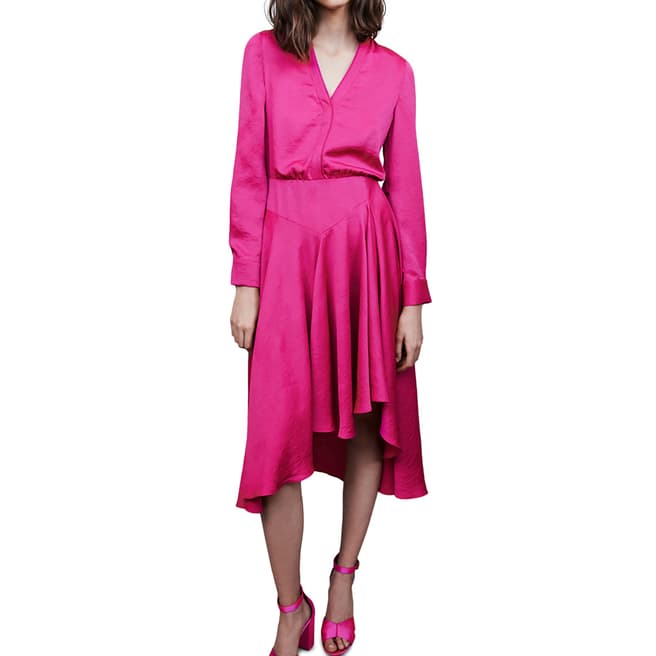 MAJE Pink Rushia Midi Dress