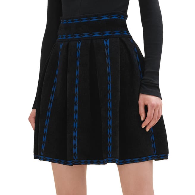 MAJE Black Knitted Jacquard Skirt