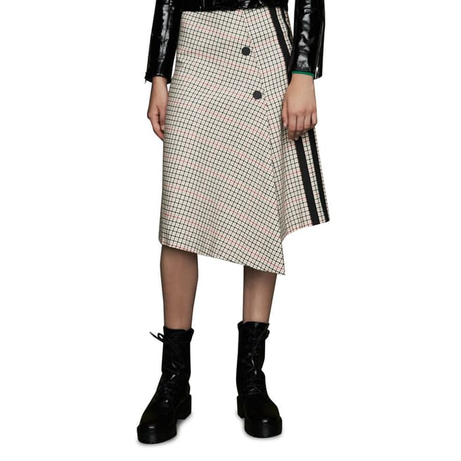 MAJE Checked Asymmetric Skirt 