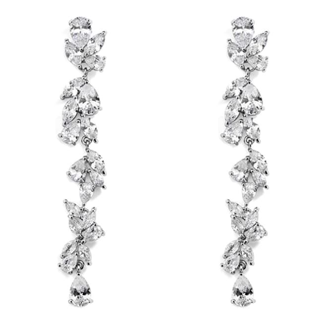 Liv Oliver Silver Plated Marquise Crystal Hang Earrings