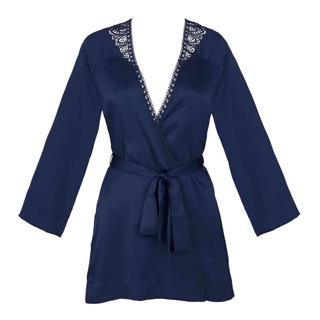 Simone Perele Blue Nuit Pensee Silk Kimono