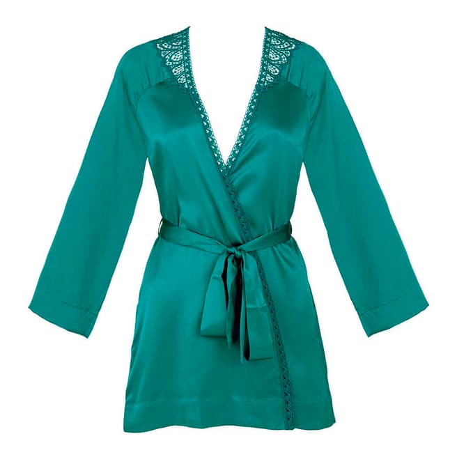 Simone Perele Emerald Green Pensee Silk Kimono