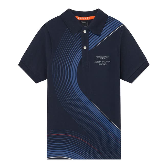 Hackett London Younger Navy AMR Track Print Polo