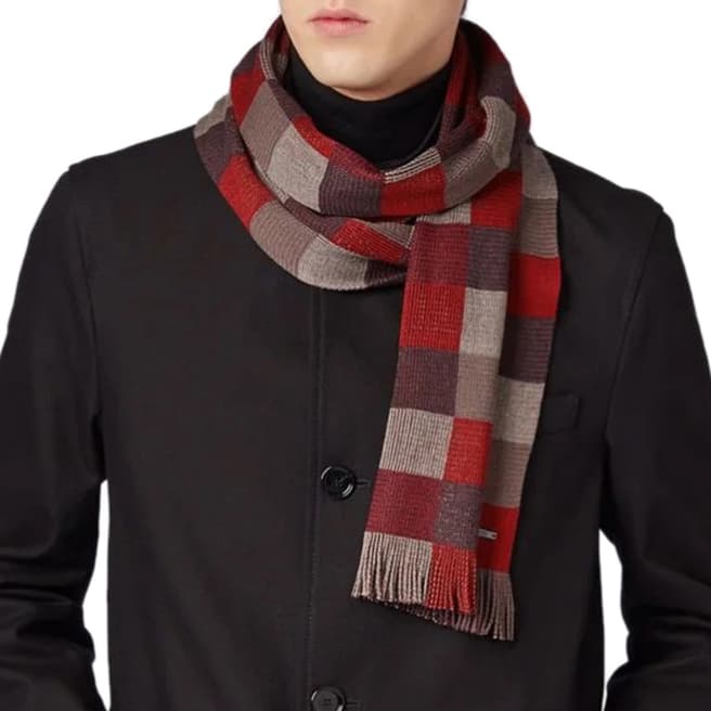 BOSS Dark Red Marros Hat and Scarf Set