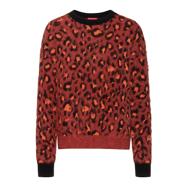 HUGO Red Leopard Sitaly Wool Blend Jumper