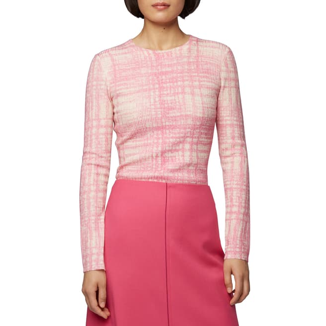 BOSS Pink Print Feleanor Wool Jumper