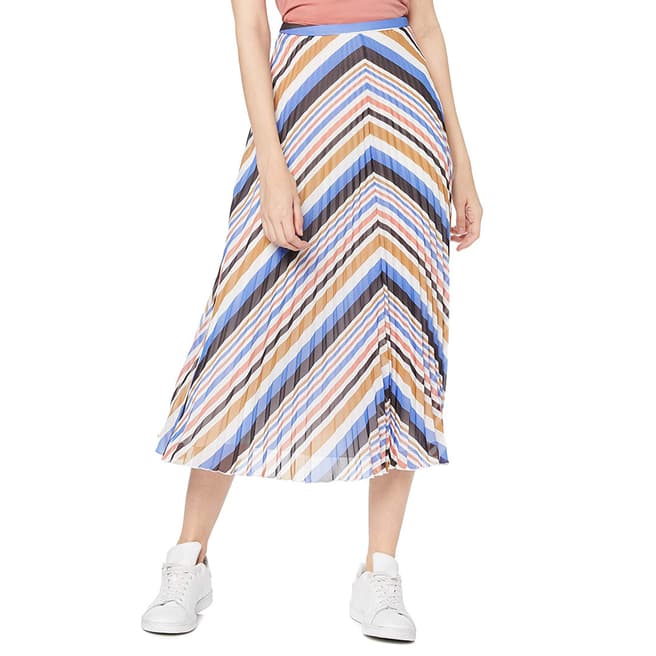 BOSS Multi Stripe Bareny Pleated Skirt