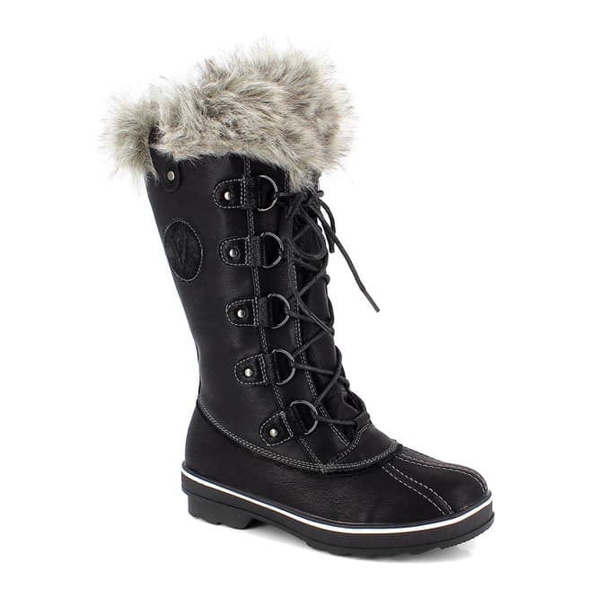 Kimberfeel Black Lyana Faux Fur Cuff Snow Boots