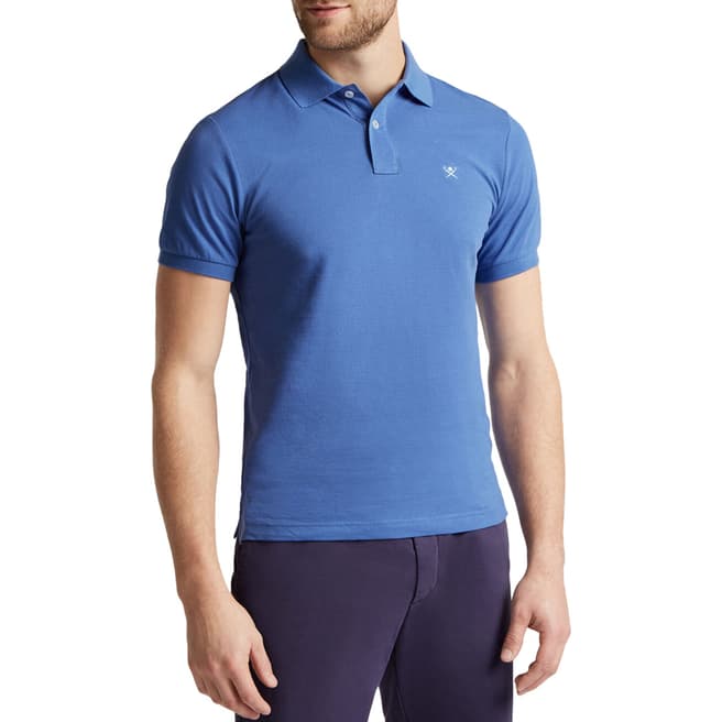 Hackett London Blue Slim Fit Logo Polo Shirt